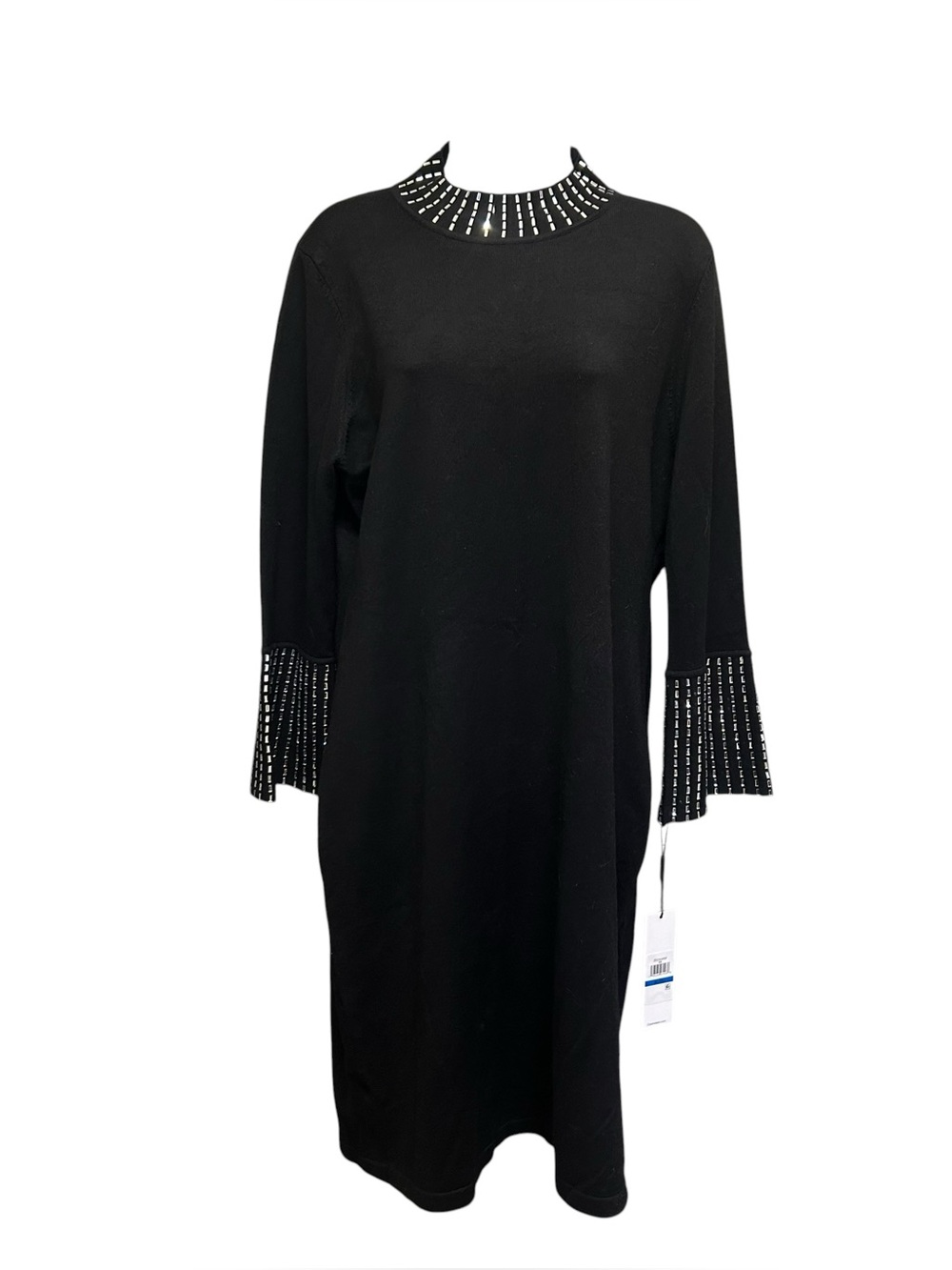 Calvin Klein Black Rhinestone Mock Neck Sweater Dress NWT  Size XL